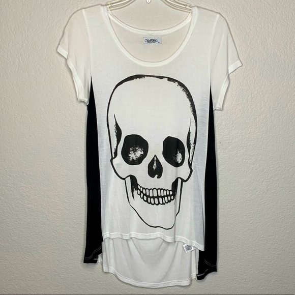 Lauren Moshi Skull Color Block Split Back Tee
